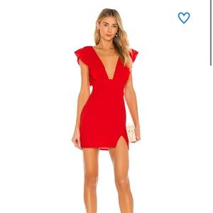 Superdown Red Bodycon Mini Dress with Plunge Neckline